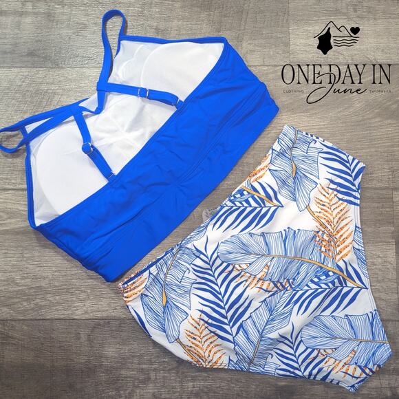 CharmLeaks Tropical Crop Top Bikini Swimsuit Size XL - Picture 4 of 4